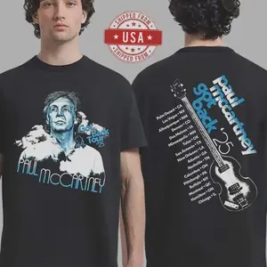 [Sale up to 50%] Pa.ul Mc.Cartney Got Back Tour 2025 Graphic With City Stops Guitar T-Shirt Comfort Color
