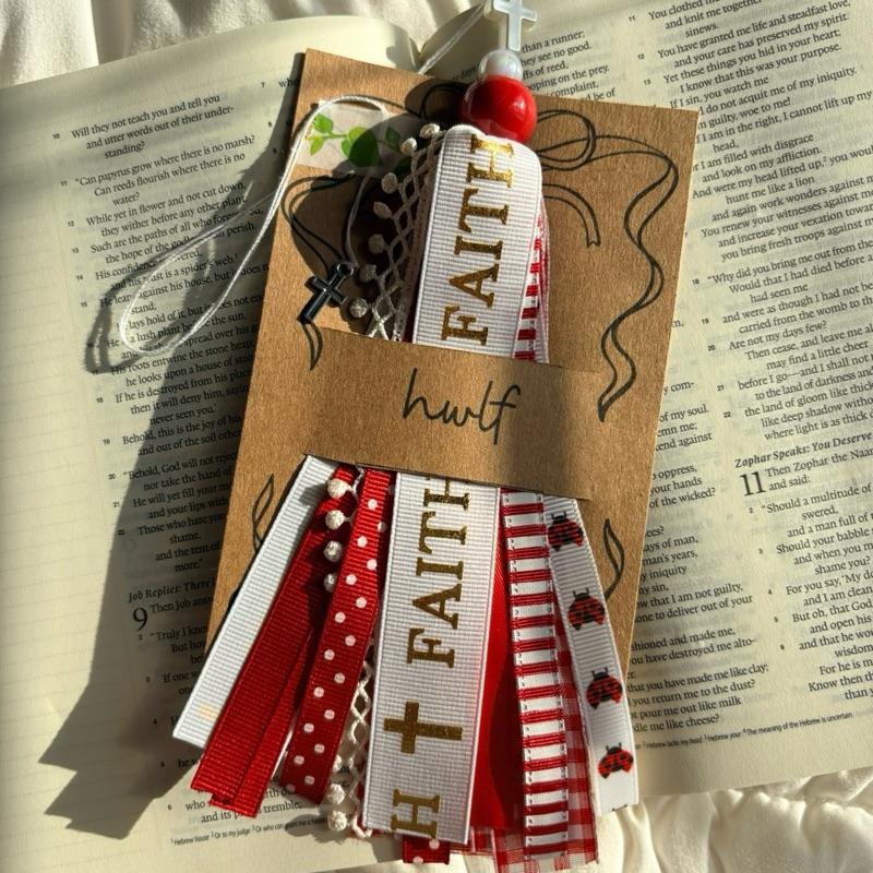Handcrafted Bible Tassel Elegant Faith Bookmark with Colorful Tassels and Lace Detail for Religious Gifts Charm Handmade Cross