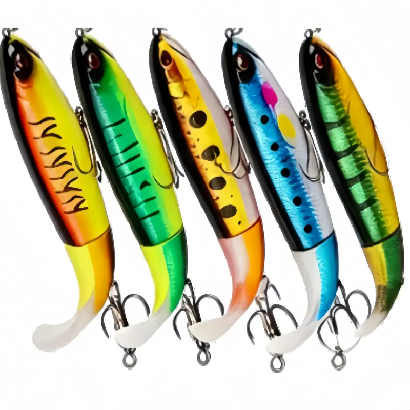 Topwater Propeller Swimbaits 5/10 Pack with Storage Box, 10cm 13.5g Floating Realistic Lures Fitted with Sharp Hooks, Creates Surface Ripples to Attract Predatory Fish, Ideal for Shore & Boat Angling in Lakes, Rivers, Freshwater and Saltwater