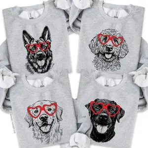 Puppy Love Dog Sweatshirt 50 Dog Breeds in Adorable Heart Shaped Glasses Gildan Unisex Crew Pullover 100% Cotton Eco-friendly Hot Stamping