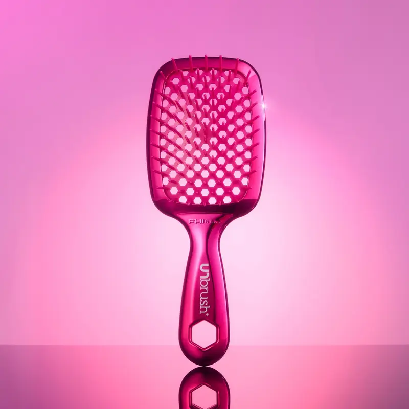 UNbrush Chrome Hair Brush, Detangling, Reduces Breakage and Styling Time, Anti-Static, Vented Cushion, Holiday Special Edition, Gift, for Curly and All Hair Types