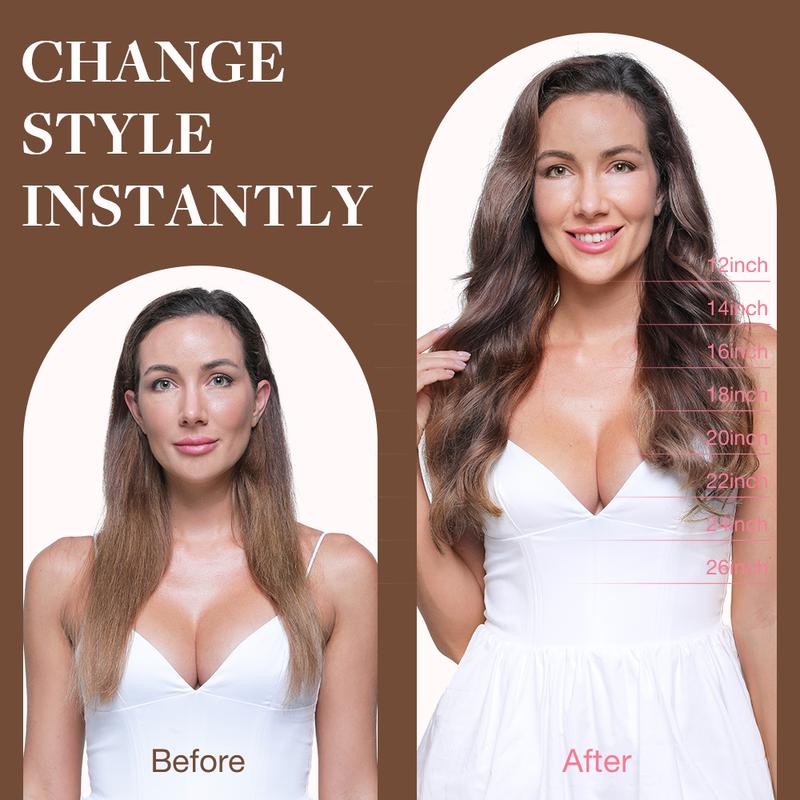 GOOGOO Hair Extensions Clip in Human Hair Natural Straight Easy To Style Soft