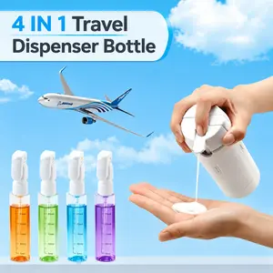 4-in-1 Travel Bottles for Toiletries, Travel Pump Bottle，Leak-Proof Shampoo Conditioner Lotion Dispenser with Pump, Compact No-Spill Toiletry Containers for Travel & Business Trips