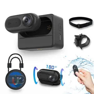 Mini Body Camera 1080P 128GB IPX7 Waterproof 180°Rotatable Clip & Magnetic Lanyard 2500mAh Charging Case for Pets, Swimming, Traveling, and Working Black Compact Automatic Memory vlogging camera