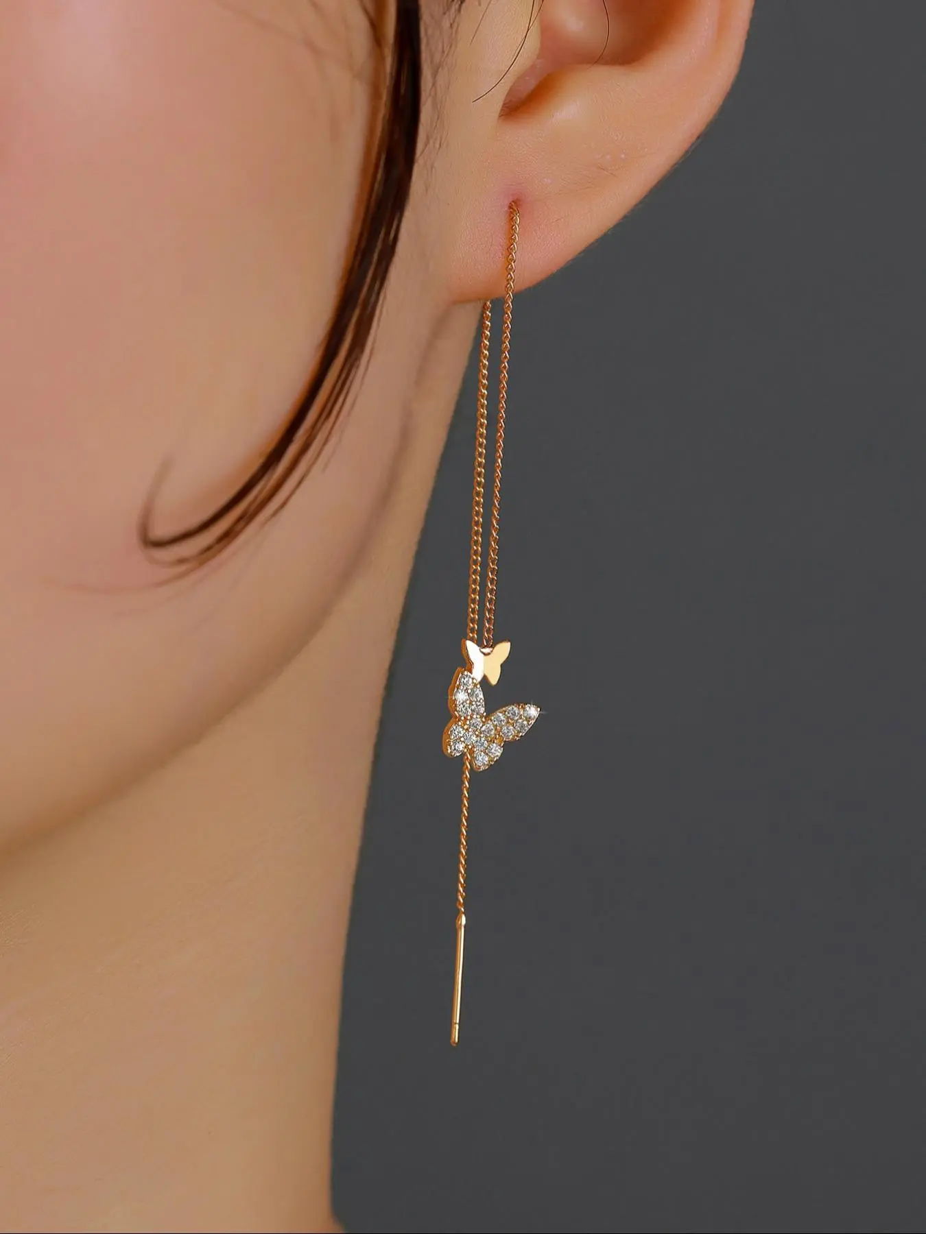 Fashionable Butterfly Zirconia Stud Earrings, Elegant Minimalist Earrings, Lightweight Earring, Casual Jewelry for Women, Copper Material, All Seasons Accessory, Jewelry Gifts, Trendy Fashionable Accessories, Earrings Studs