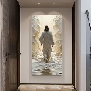 1pc  Wooden Framed Canvas Art, Depicting Jesus Walking on.This Bible-Inspired Art Serves As a Modern Decorative Piece Living Rooms And Bedrooms, Wall Decoration And As a Thoughtful,Jesus walking on water is surreal Canvas Wall Art