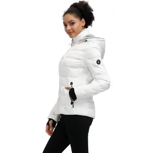 Women Down Puffer Jacket Warm Hooded Winter Down Puffer Coat with Faux-Fur Hood & Collar