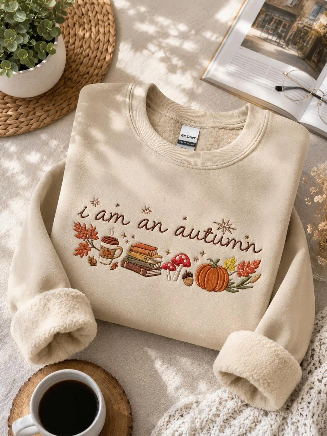 I Am An Autumn Embroidered Sweatshirt, Gilmore Girls Fall Crewneck, Cozy Pumpkin Season Jumper, Cute Cottagecore Outerwear