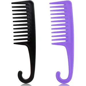 2Pcs Large Wide-Tooth Combs with Hooks, Shower Comb for Wet Curly Hair, High-Quality Hair Brush for Women, Styling Thick Long Hair, Hair Detangling Comb