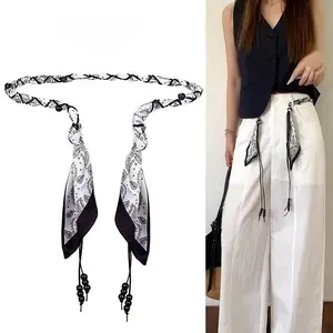 Women Boho Style Scarf Belt Accessory, Ethnic Design Waist Rope Decoration, Ethnic Embellishment, Perfect Match for Jeans & Dresses, Versatile Fashion Item