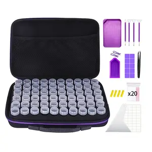 60/120/240 Slot Diamond Painting Storage Box, Transparent Bead Bottle, Nail Art Makeup Craft Organizer, Includes Diamond Painting Tools