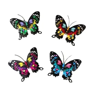 Colorful Butterfly Design Wall Art, 4 Counts/set Iron Ornament, Outdoor Fence Art Decoration, Ideal Gift for Family and Friends