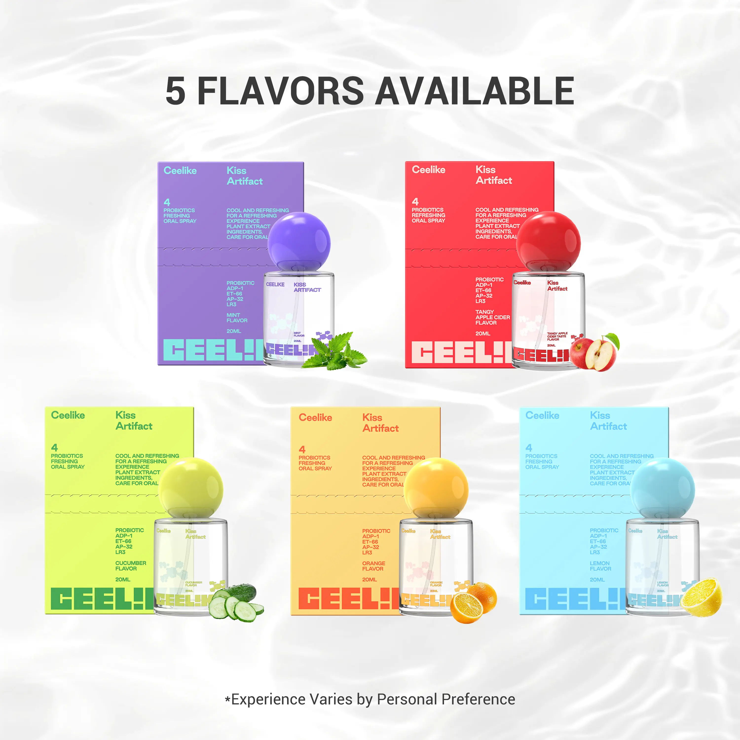 CEELIKE Oral Spray | Five Flavor Options, 20ml Sugar-Free, Compact & Portable Fresh Breath Spray for Everyday Oral Care