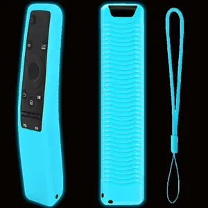 Glow in Dark  Cover for   TV BN59 Series Remote Control, Light Weight Anti-Slip Shockproof  Remote Protective Case  Sleeve with Lanyard - Blue