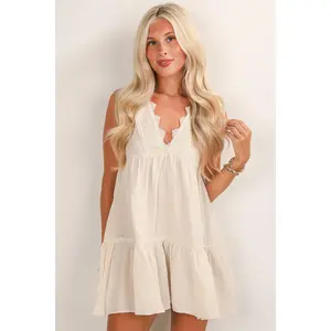 Let's Get Out Of Town Cream Linen Mini Dress