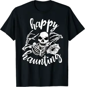 Haunting Halloween Skeleton with Spider and Web T-Shirt - Feliciabr Shop 32B07ZB19D93