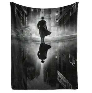 [SummerCustomization]Vintage Spider-Noir Throw - Retro Comic Art Blanket, Spider-Noir Dark Detective Style Flannel, Aesthetic Room Decor，Lightweight AC blanket