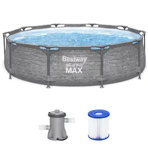 Bestway Steel Pro MAX 10ft x 30 Inch Above Ground Outdoor Swimming Pool Set