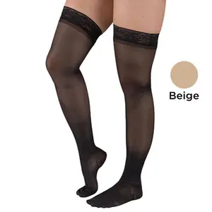 Ladies' Shr Moderate Supprt Md 15-20mmhg Thgh W/staytop Beige