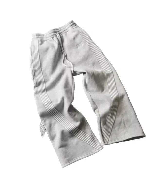Striped Print Drawstring Waist Sports Sweatpants for Men Regular Fit Straight Leg Trousers with Pockets for Fall Winter Casual Wear All Cotton Comfortable Everyday Wear