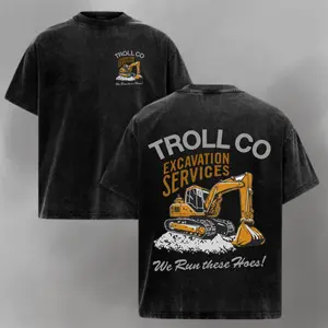 Mineral Wash Construction Tshirt, Troll Co Excavation Shirt, Heavy Equipment Graphic Tee, Blue Collar Workwear Shirt, Gift For Construction Worker