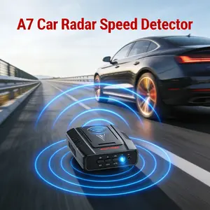 Black 16 Band V7 Car Radar Detector with 360°Detection, Real-Time Voice Alert, Matte Black Sleek Design, Full-Kit Accessory for All Vehicles, Ideal for Daily Commute and Road Triauto gear road travel monitor car warning sensor highway driving accessoryps