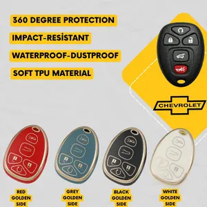 CHEVROLET 5-Button Key Fob Cover for GMC, Buick, Saturn, Traverse, Tahoe, Acadia - Tpu Remote Case