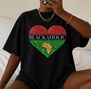 BLACKAHOLIC Digital Graphic Printed T-shirt, Love Being Black Shirt, Black Girl Magic Tee, Strong Black Women Gift for Her