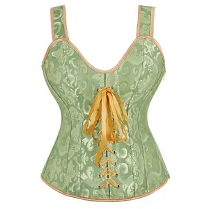 Milalee Women's Floral Print Shapewear Strap Lace Up Corset Bustier Top Overbust Shaper High Stretch Girdle 6806