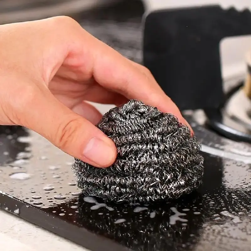 Stainless Steel Dishwashing Wire Ball, 6 Counts Kitchen Cleaning Scrubber Ball, Pot Scrubber, Household Cleaning Tool for Dish, Bowl, Pot, Stove, Sponges