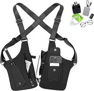 Premium Leather Crossbody Bag Black - Anti-theft Hidden Storage for Cell Phones, Outdoor Gear - Unisex Sports & Outdoor Waistpack Alternative for Cycling, Hiking, Leather Bag