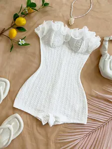 Women's Fashion Beachwear Solid Sleeveless Halter Backless Bodycon Jumpsuit, Sexy Slimming One-Piece, Casual Summer Vacation Wear, Spring, Solid Color Jumpsuits