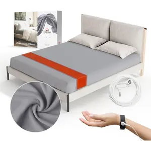 Fitted Earthing Grounding Sheets, 5% Fiber + 95% Certified Cotton, 76" x 80" x 13" Deep Pockets, Durable, Machine Washable, Includes Detachable Cord & Grounding Wristband for Better Sleep