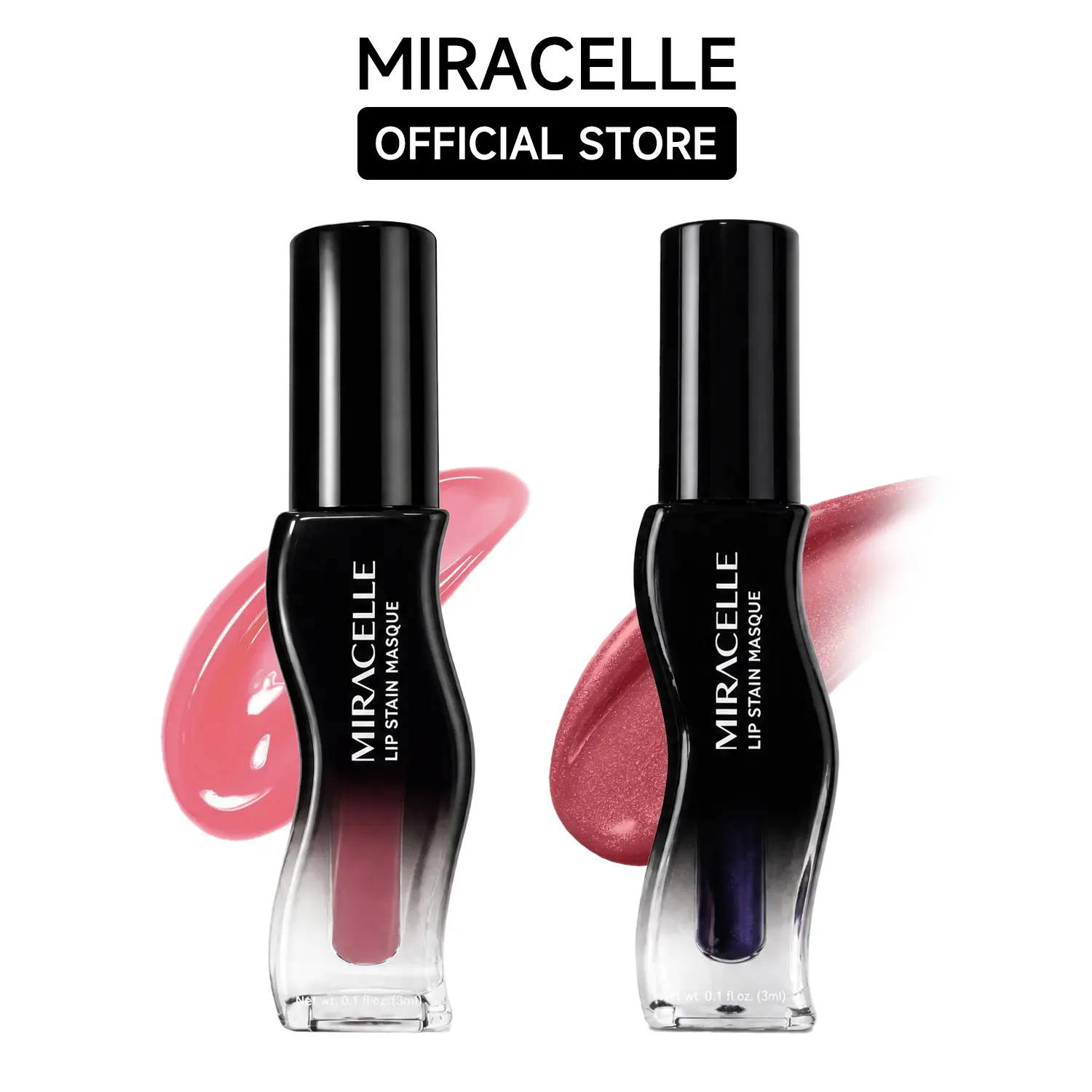 MIRACELLE Lip Stain Masque & Tinted Lip Gloss Duo,Peel Off Lip Tint + Glossy Finish,Long Lasting Natural Lip Color Makeup Set,Hydrating Lip Care for Everyday Look,plump shot collection