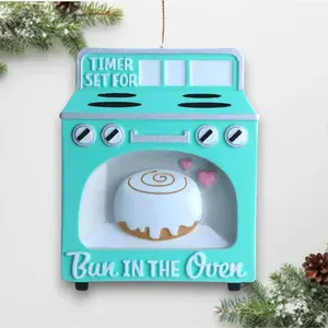 Bun in the Oven Christmas Ornament – Pregnancy Reveal Keepsake – Timer Set for Custom Year