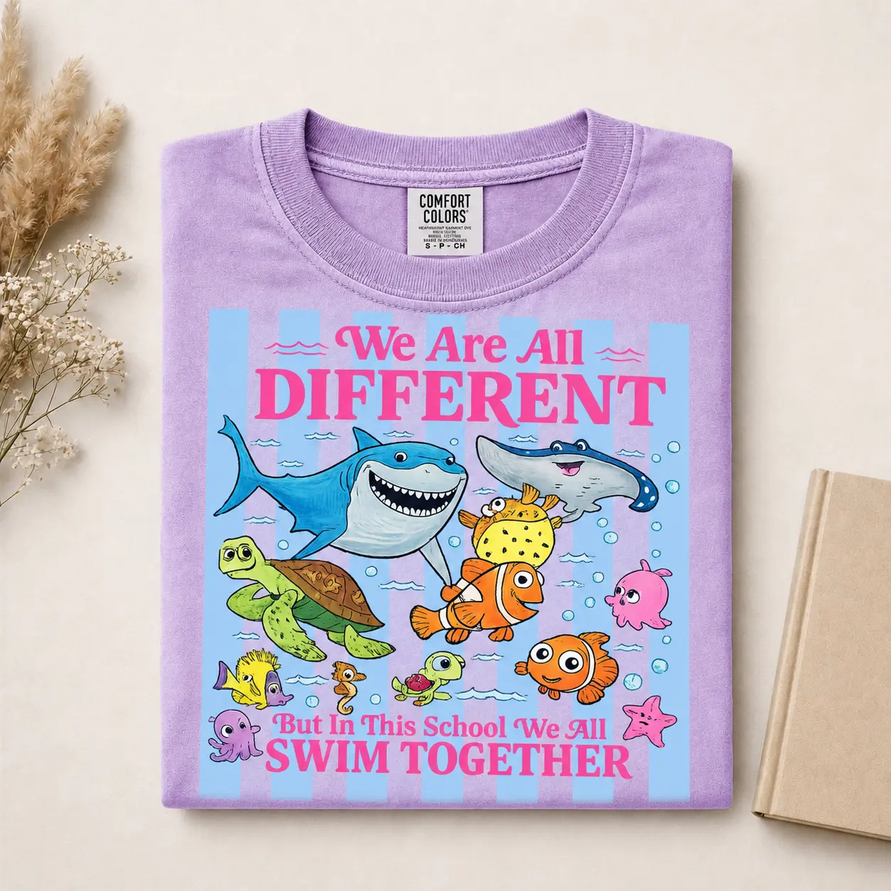 Comfort Colors Autism Acceptance Teacher T-Shirt, Neurodiverse Ocean Back to School T-Shirt, First Day of School Graphic Tee, Gift for Teacher