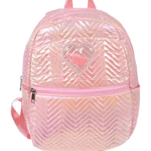 Iridescent Pink Heart Backpack Soft Padded Back Straps, Large Front Pockets, Zipper Closure, Machine Washable, Suitable for any age
