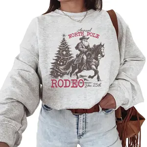Cowboy Santa Western Christmas Sweatshirt Retro Vintage Dec, 25th Unisex Cotton Pullover