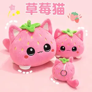 2026 new Cute Plush Stuffed Toy Strawberry Cat Pillow Doll Children's Birthday Gift Home Decoration Animal Christmas Gift