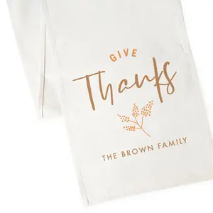 Personalized Family Last Name Give Thanks Canvas Table Runner