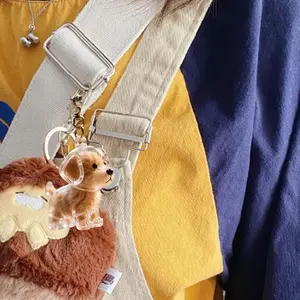 Transparent Dog Hair Storage Box Keychain, Cute Pet Memorial Capsule Toy Holder, Decorative Hanging Accessory for Bags & Keys