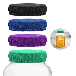 Fermentaholics Breathable Jar Cloth Covers for Fermentation – Reusable Elastic Covers for Sourdough Starter, Kombucha, Kefir & Ginger Bug, Fits 2.5–4.4 in (63–112 mm) Openings, Multicolor 4 Pack