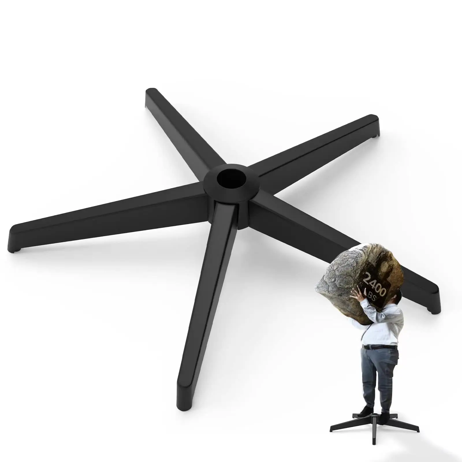 SYTOPIA 28-in Economical Office Chair Base Replacement - Solid Metal Reinforced Legs (2300Lbs Capacity), Stable Modern Bottom Part, Fits Most Chairs, Compatible with Universal Gas Cylinders & Caster Sockets, Full Refund Guarantee