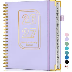 2026-2027 18 Months Weekly and Monthly Hardcover Planner, January 2026 - June 2027, 8.5"x11" A4 Large Daily Calendar with Tabs, Spiral Yearly Agenda Organizer Notebook for School Work Home, Purple