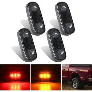 Nilight Wheel Fender Side Marker Lights 4 PCS 3 LED Red Amber Front Rear Clearance Light Plug And Play Waterproof Smoked Lens Compatible With 2003-2009 Dodge Ram 1500 2500 3500 Super Duty summervibes
