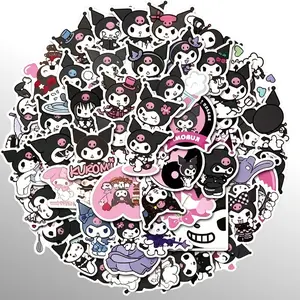 Sanrio Kuromi Waterproof Stickers, 50-Pack Kawaii Decor Stickers for Girls, DIY Scrapbooking Stamping Gift