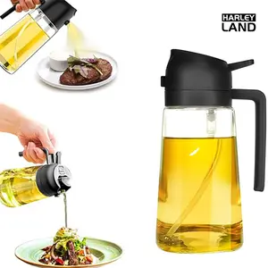 HarleyLand 16oz Oil Dispenser Bottle for Kitchen 2 in 1 Bottle,470ml Glass Oil Spray Bottle with Pourer, Olive Oil SprayerDispenser Multicolor Utensils