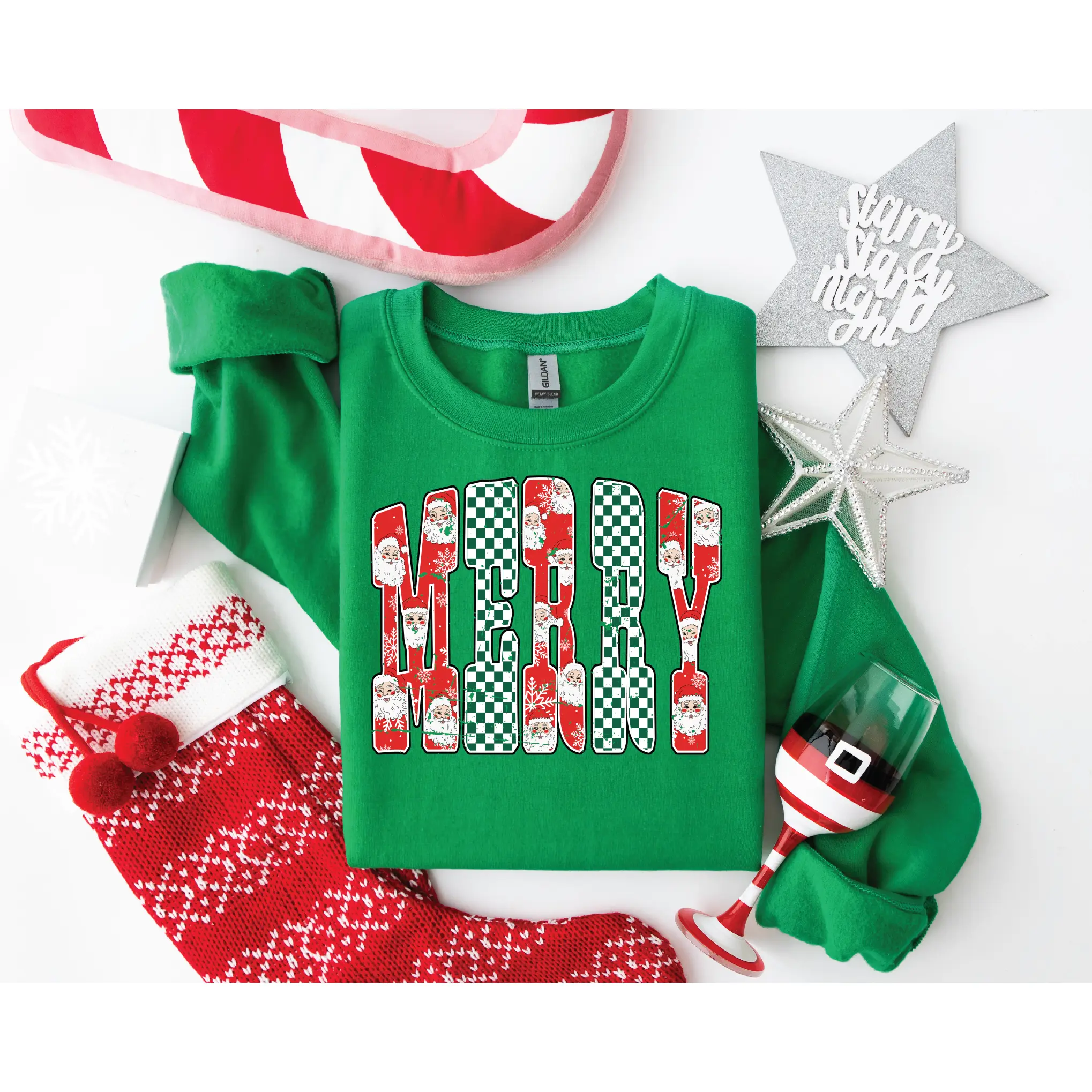 Merry Pattern Letters- Christmas Graphic Sweater