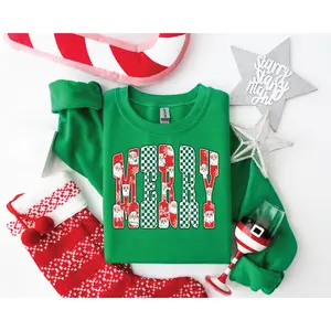 Merry Pattern Letters- Christmas Graphic Sweater