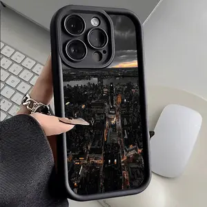 City Skyline Nights Case for iPhone 17 Air 16 15 14 Pro Max 13 12 11 XR XS E Plus Drop Protection Shockproof Soft Silicone smartphone Cover Tempered Glass Film Cellphone